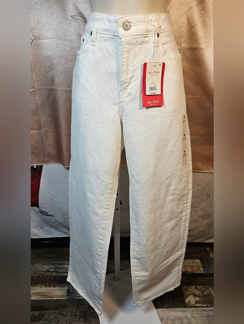 NWT Lucky Brand The Baggy Jeans White Lies Wash Size 8/29